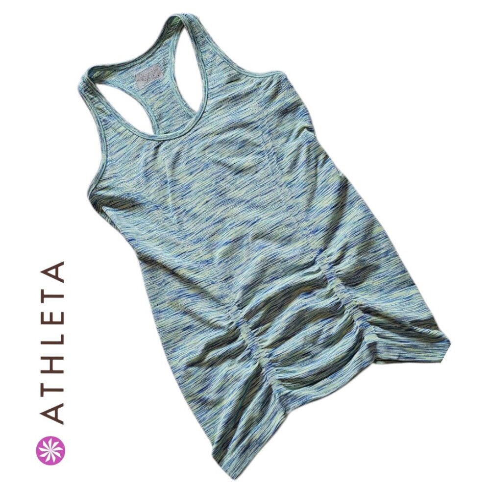 Athleta S Workout Athletic Tank Rouched Aqua Blue